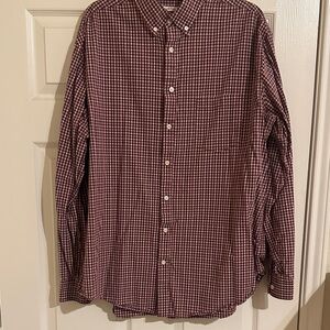 Merona Burgundy and White Checkered Men's Shirt